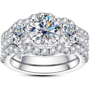 Moissanite Wedding Rings Bridal Set Moissanite Wedding Band Half Eternity Ring, Size 4.5