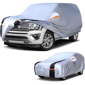 Large SUV Car Cover for Chevy Suburban 100% Waterproof All Weather, Heavy Duty Outdoor Full Exterior Covers Rain Sun Wind UV Hail Protection.