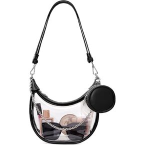 Long Faciture Clear Bag لأحداث الاستاد ، واضحة المحافظ للنساء Crossbody ، PVC Clear Concert Bag مع محفظة العملة المعدنية