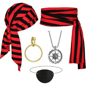 CICOCI Men Pirate Costume Accessories Set For Women Pirate Hat Pirate Head Scarf Pirate Sash Belt Dress Accessories