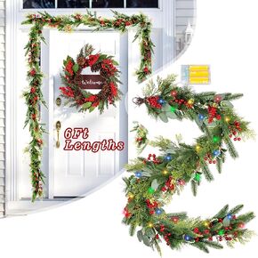 20 inch Spring Wreaths for Front Door & Window - White Berries & Flowers for Wedding, Home Porch, Farmhouse, Patio, Garden Decor - All Seasons