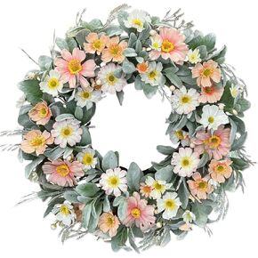Patriotic Wreaths for Front Door, 24 inch American 4th of July Wreath Red White and Blue Berry Forsythia Handcrafted Memorial Day Summer Grapevine Wall Home Decor