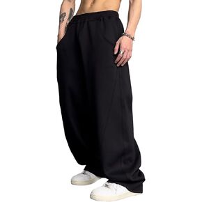 FCOOLYEET Mens Baggy Sweatpants Y2k Track Pants Drawstring Yoga Gym Workout Pants Wide Leg Long Pants Streetwear