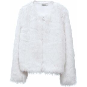 Amazhiyu Women's Faux Fur Long Sleeve Zip Up Jacket Pockets Winter Coat