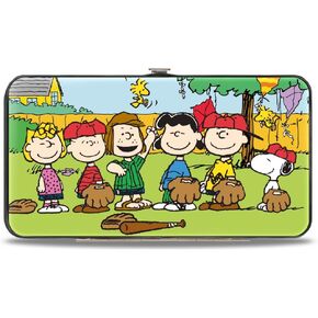 Buckle-Down Peanuts Wallet, Hinged, Peanuts Gang Backyard Baseball Group Pose, Vegan Leather