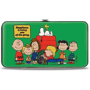 Buckle-Down Peanuts Wallet, Hinged, Peanuts Gang Hapiness Is Being One of the Gang Pose Green, Vegan Leather