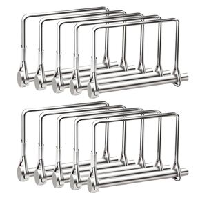 mankk 10 PCS 1/4" Trailer Coupler Pin Silver Square Trailer Hitch Pin PTO Shaft Safety Locking Pin Zinc-Plated Trailer Pin for Farm Lawn Garden Hitches M-127-SR