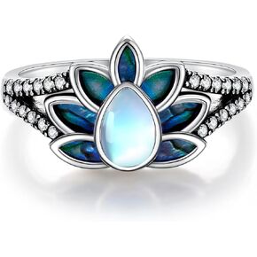 Onefinity Lotus Ring 925 Sterling Silver Moonstone Silver Abalone Shell Lotus Flower Ring Flower Flower Inspirations