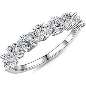 SMILEST Moissanite Wedding Band for Women, Marquise and Round D Color VVS1 Clarity Lab Created Moissanite Band 14K White Yellow Rose Gold Vermeil Vintage Cluster Moissanite Anniversary Band for Women