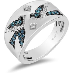 jewellili penchanted Disney Fine Jewelry Sterling Silver with 1/20 CTTW Diamond and London Blue Topaz Cinderella Ring Size 8