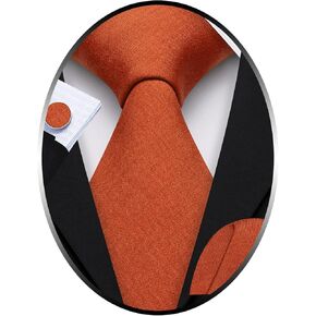 Barry.Wang Solid Men Tie Set Silk Woven Necktie Handkerchief Cufflinks Formal Wedding