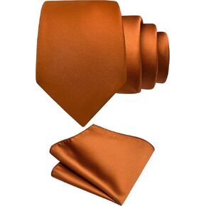 GUSLESON 3.15"（8cm） Mens Tie Set Solid Pure Color Necktie and Pocket Square Set in Gift Box