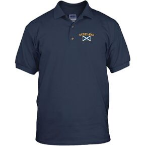 Speedy Pros Scotland Flag Embroidery Embroidered Golf Polo Shirt Navy Large