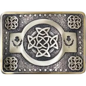 Celtic Knot Kilt Belt Buckle - Solid Brass with Intricate Design