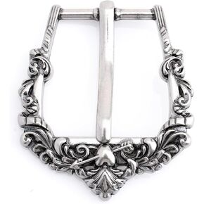 CRAFTMEMORE Vintage Belt Buckle – Baroque Floral & Heart Design for 1 Inch Belt Replacement DIY Leather Craft HRBK B15143