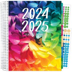 أغسطس 2024-Jul 2025 Deluxe Teacher Planner Notebook 8.5x11 Daily Weekly Monthlyly Proticizers مع 7 فترات ، مجلد جيب ، تقويم مؤرخ ، علامات تبويب الصفحة ، ملصقات مرجعية وتخطيط (ألوان مائية على شاطئ البحر)