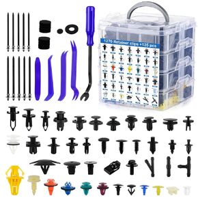 1405Pcs Car Push Retainer Clips Body Clips Plastic Fasteners Kit Fender Rivet Clips 42 Most Popular Sizes Nylon Automotive Push Pin for Toyota GM Ford Honda Acura Chrysler,Blue