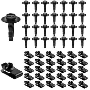 【تم ترقية】 30 مجموعات M6-1.0 × 25 مم من الصواميل U و Hex Head Sems براغي مجموعة W/Point Point-OEM بديل لـ GM 11503714 ، فورد W520802-S439 ، كرايسلر 6101308 -Black M6x1.0 بولتات ،