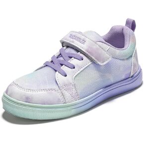 PANDANINJIA Girls Shoes Little Kids Toddler Sneaker with Hook and Loop Casual Party School Dream Color Shoes