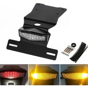 LED Rear Tail Tidy Fender Eliminator Kit License Plate Holder LED Indicator Turn Signal Blinker Tail Brake Light Compatible With KLR 650 KLR650 2022 2023 2024 (Red)