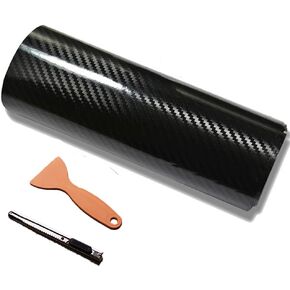 DIYAH 5D High Gloss Black Carbon Fiber Vinyl 12" x 60" / 1 FT x 5 FT Bubble Free Air Release Car Wrap Film Automotive DIY Decals with Hand Tools