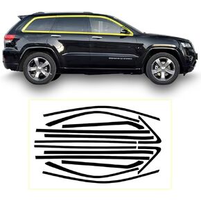 Side Window Trim Chrome Delete Blackout Overlay Kit Pre-Cut Vinyl Compatible for Jeep Grand Cherokee 2011-2021