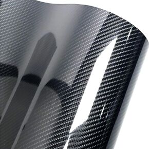 6D Carbon Fiber Vinyl Self Adhesive Film Wrap Roll Bubble Free Air Release Technology DIY Wrap Film for Motor Interior (1ft x 10ft, Black)