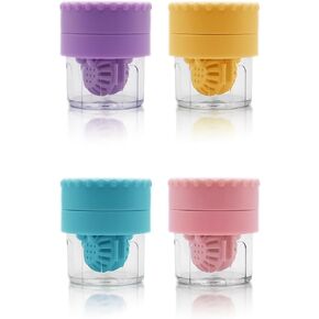 Contact Lens Case, 2 in 1 Manual Contact Lens Washer Cleaner Storage Case Portable Size Solution Soaking Container for Travel, Daily Use (4 Colors)