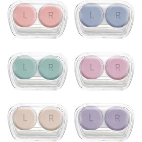 Contact Lens Case, Pack of 6 Portable Contact Solution Soaking Case with Contact Lens Applicator Tool for Daily Use, Travel Size