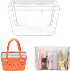 Clear Beach Bag Organizer for Bogg Bag Accessories Compatible with Bogg Bag Medium PVC Organizing Your Bags and Divide Space White