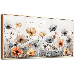 ZUITINGHUA Large Wood Framed Wall Decor For Living Room Canvas Wall Art For Office Modern Wall Decorations For Bedroom Flowers Landscape Paintings Farmhouse Pictures Artwork Home Decor 24x48 In