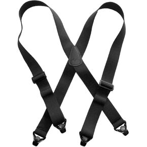 Holdup Suspender Company 1 1/2" Wide All black No-buzz Airport Friendly X-back Suspenders with Patented composite plastic Gripper Clasps