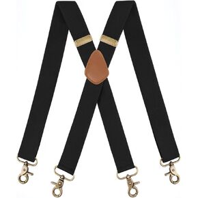 Fasker Suspenders for Men Heavy Duty 4 Snap Hooks Adjustable Elastic Straps X-Back Mens Suspenders