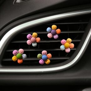 5 Pieces Vibrant Flower Car Air Vent Clips Cute Car Interior Decoration Accessories Colorful Car Charm Air Freshener for Girls Women
