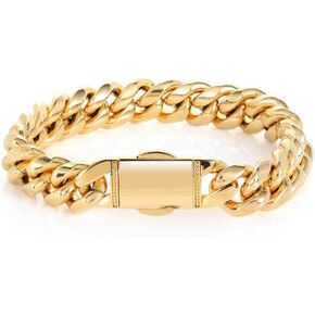 18K Gold Bracelet Cuban Chain Hip Hop Miami Pure Cuban Chain Men's Cool Bracelet, Christmas Gift Box Men's and Women's Gifts
