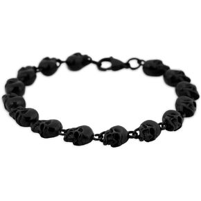 HAQUIL Stainless Steel Skull Bead Linked Strand Bracelet for Men and Women, Gothic Punk Rock Biker Skull Jewelry Gift