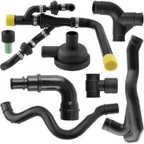 058133753D Engine Crankcase Hose Pipe Vent Valve Set Fit for A3 A4 A6 Jetta Bora Golf Beetle Passat 1.8L, Replace# 035103245A 06A103213F 06A103221AH