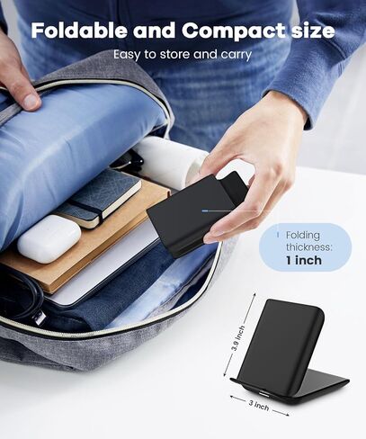 Wireless Charger, 2 in 1 Travel Foldable Fast Wireless Charging Stand for Samsung Galaxy Z Flip 5/4/3, Portable Wireless Charger for iPhone 15/14/13/12 Series,Galaxy Watch(Not for Apple Watch) in Kuwait