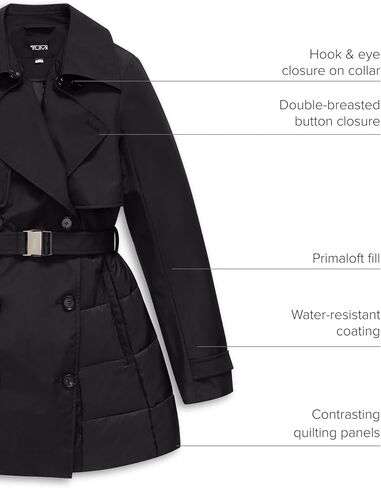 TUMI Women's Buckle Belted Midweight & Breathable Mackintosh Twill Puffer Trench with PrimaLoft Fill in Saudi Arabia