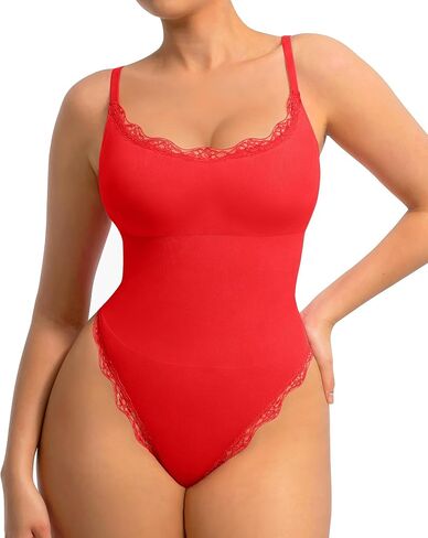 FeelinGirl Lace Bodysuits for Women Shapewear Tummy Control Thong Cami Bodysuit Tops with Adjustable Spaghetti Straps in Kuwait