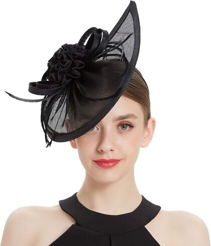LATIMOON Fascinators Hat for Women Tea Party Headband Mini top Hats Cocktail Flower Mesh Feathers Hair Clip in Kuwait