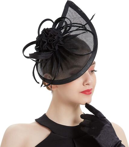 LATIMOON Fascinators Hat for Women Tea Party Headband Mini top Hats Cocktail Flower Mesh Feathers Hair Clip in Kuwait