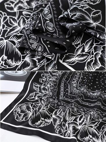 WENLOOY Square Satin Silk Feeling Hair Scarf Headscarf for Women/Men's Necktie Silk Bandanas Pocket Square in Kuwait