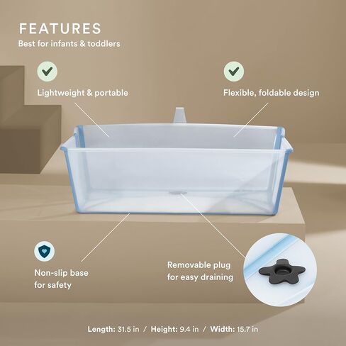 Stokke Flexi Bath X-Large, Lavender - Spacious Foldable Baby Bathtub - Lightweight & Easy to Store - Convenient to Use at Home or Traveling - Best for Ages 0-6 in Saudi Arabia