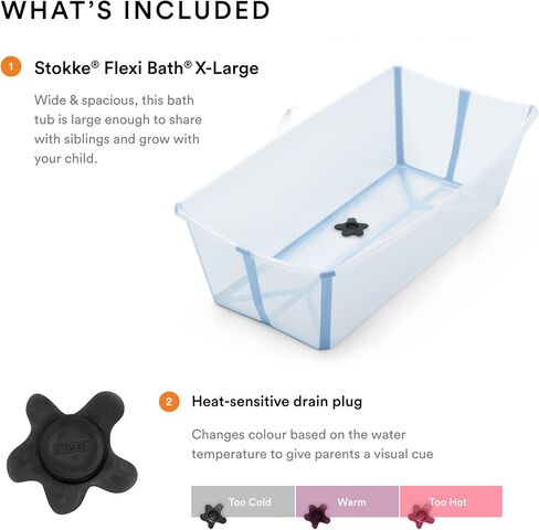 Stokke Flexi Bath X-Large, Lavender - Spacious Foldable Baby Bathtub - Lightweight & Easy to Store - Convenient to Use at Home or Traveling - Best for Ages 0-6 in Saudi Arabia