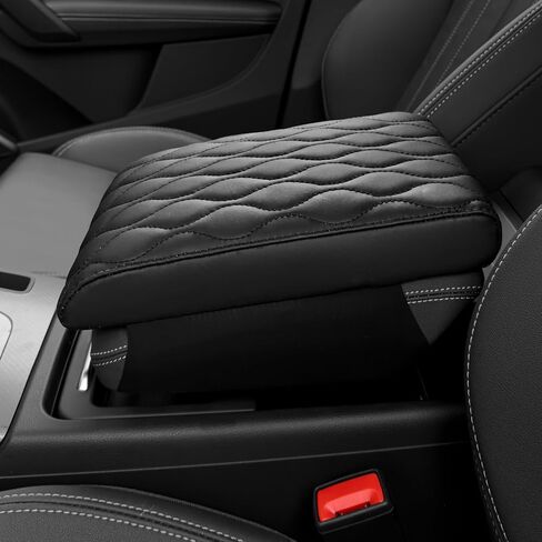 Car Center Console Cover pad PU Leather,Black Armrest Box mat, Vehicle Arm Rest Cushion Protector,Memory Foam napa Leather,Consoles Hand Rest Pillow (sizeB 14 x 8 x 2.2 inch) in Kuwait