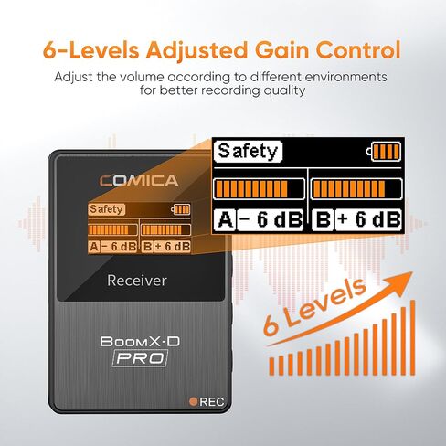 ميكروفون Comica BoomX-D2 PRO اللاسلكي Lavalier، إلغاء الضوضاء، نطاق 328 بوصة، وضع الأمان، مخرج رقمي/تناظري، ميكروفون لاسلكي لأجهزة iPhone وAndroid ومقابلات الكمبيوتر ومدونات الفيديو والبث المباشر in Kuwait