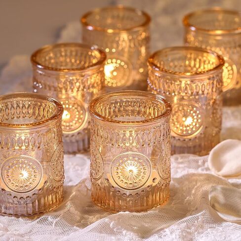 Gold Votive Candle Holder Set of 12, Glass Tea Lights Candle Holders for Wedding Table Centerpieces, Birthday Parties and Home Decor in Kuwait