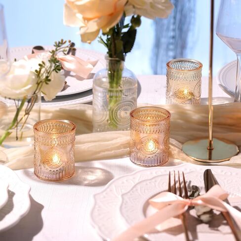 Gold Votive Candle Holder Set of 12, Glass Tea Lights Candle Holders for Wedding Table Centerpieces, Birthday Parties and Home Decor in Kuwait