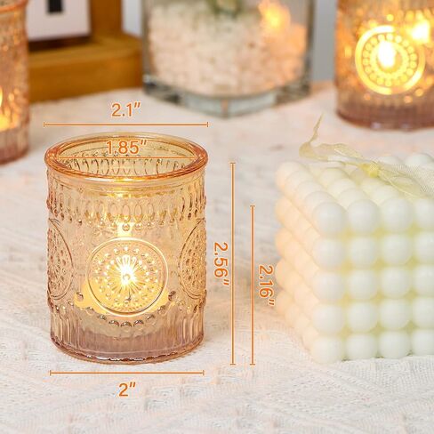 Gold Votive Candle Holder Set of 12, Glass Tea Lights Candle Holders for Wedding Table Centerpieces, Birthday Parties and Home Decor in Kuwait